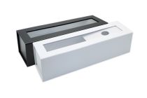 Magnetbox für Flaschen mit Sichtfenster und Inlay flachliegend in versch. Farben
