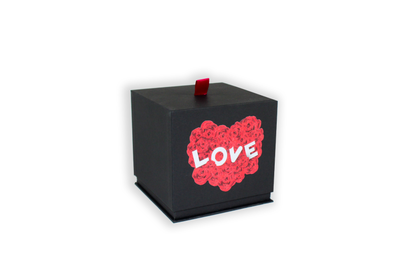 Würfelklappbox "Love" rot 1007L12034