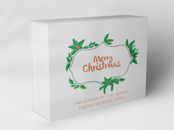 Geschenkbox "Weihnachtskranz und Schriftzug" 1007_08_0017 Geschenkbox "Weihnachtskranz und Schriftzug" 1007_08_0017